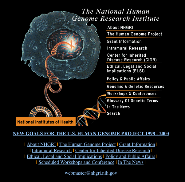 The Human Genome Web page graphic from 1999
